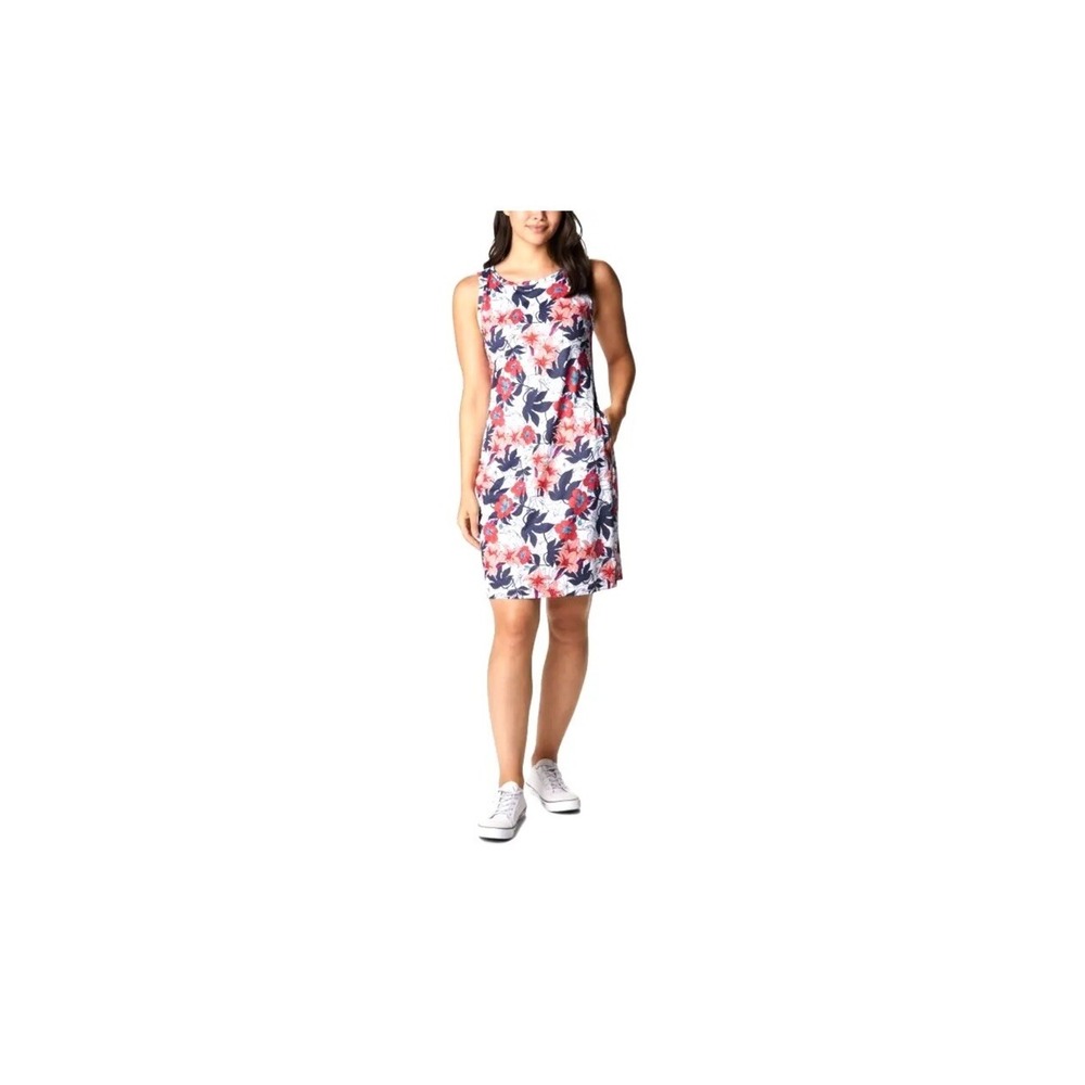 Columbia Chill River White Lakeshore Floral Dress Women Medium Sleeveless M